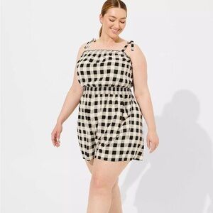 Torrid Black and White Gingham Romper